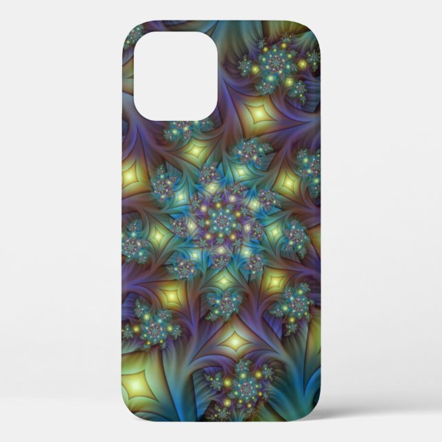 Illuminated Abstract Shiny Teal Purple Fractal Art Case-Mate iPhone Case (Back)