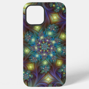 Illuminated Abstract Shiny Teal Purple Fractal Art iPhone 12 Pro Max Case