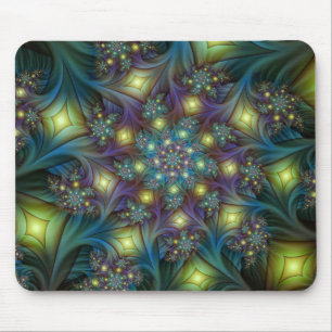 Illuminated Abstract Shiny Teal Purple Fractal Art Mouse Mat