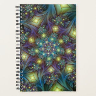 Illuminated Abstract Shiny Teal Purple Fractal Art Planner