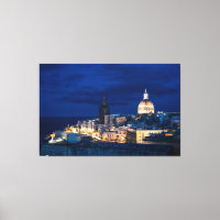 Illuminated at night Valletta old town and harbor