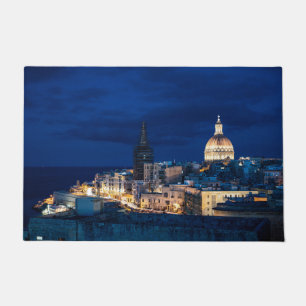 Illuminated at night Valletta old town and harbor Doormat