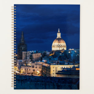 Illuminated at night Valletta old town and harbor Planner