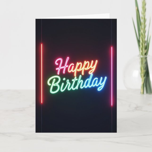 Illuminated Birthday Script Card (Front)
