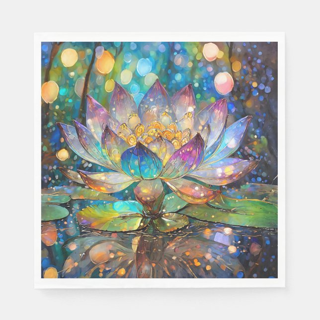 Illuminated Blooming Lotus Flower Napkin (Front)