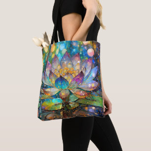 Illuminated Blooming Lotus Flower Tote Bag