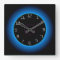 Illuminated Blue/Aqua on Black> Wall Clock