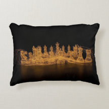 Illuminated Chess Pieces Throw Pillow