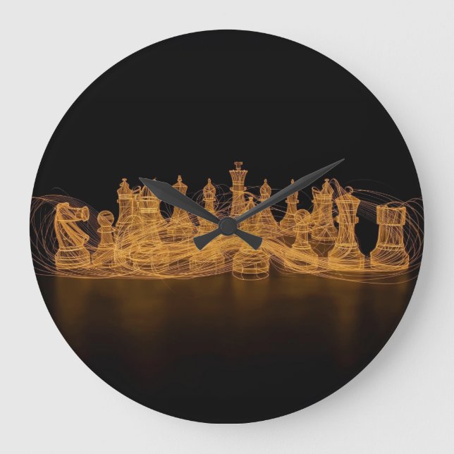 Illuminated Chess Pieces Wall Clock (Front)