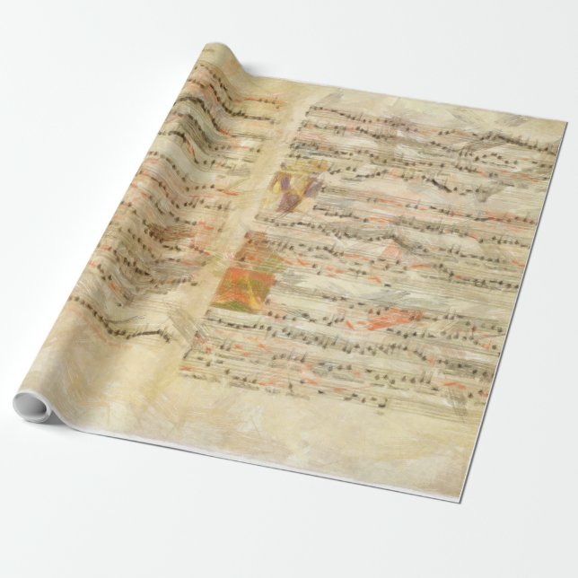 Illuminated Christmas Music Wrapping Paper (Unrolled)
