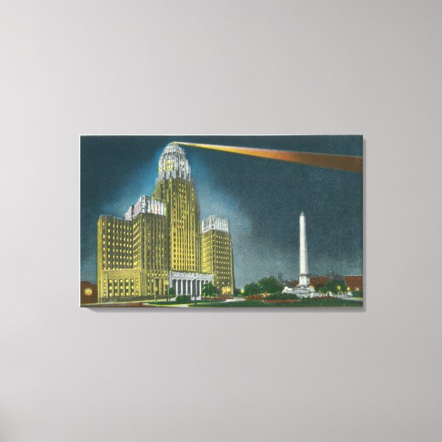 Illuminated City Hall View Canvas Print (Front)