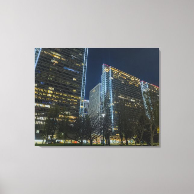 Illuminated Cityscape at Nighttime  Canvas Print (Front)