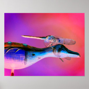 Illuminated Dragonfly Co Pilot Abstract Nature  Poster