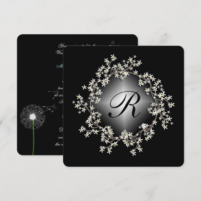 illuminated floral wreath vow renewal invitation (Front/Back)