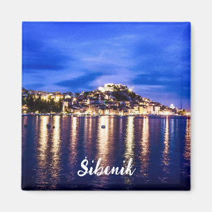 Illuminated harbor in Sibenik, Croatia Magnet