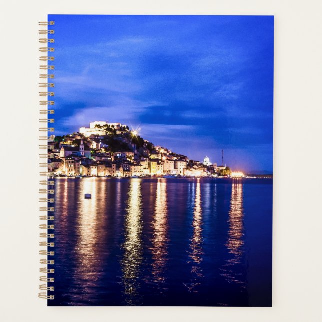 Illuminated harbor in Sibenik, Croatia Planner (Front)