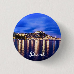 Illuminated harbour in Sibenik, Croatia 3 Cm Round Badge