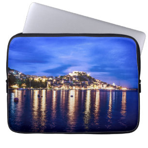 Illuminated harbour in Sibenik, Croatia Laptop Sleeve