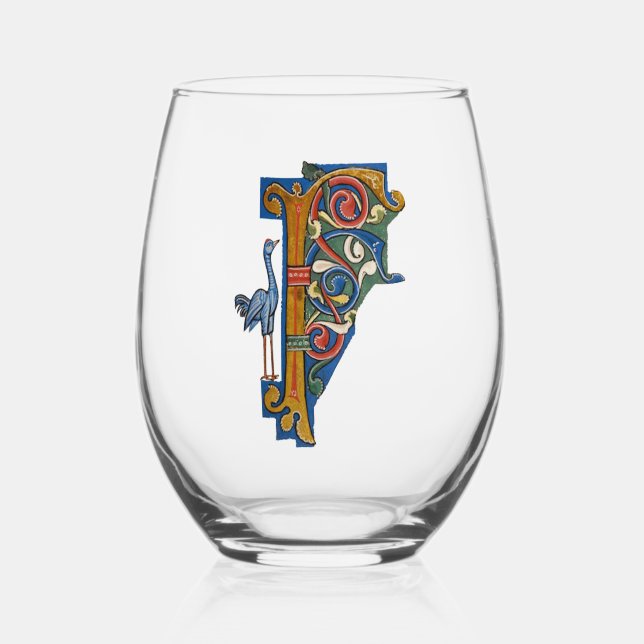 Illuminated Initial F wine glass (Front)