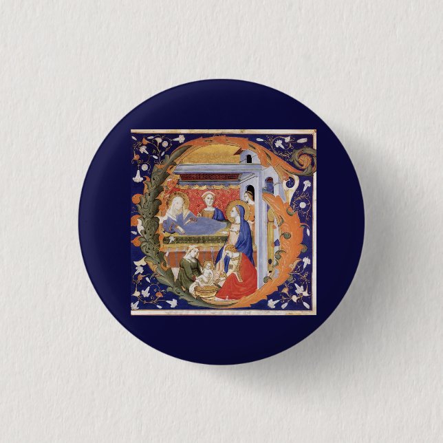 Illuminated Initial G 3 Cm Round Badge (Front)