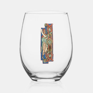 Illuminated Initial I Stemless Wine Glass