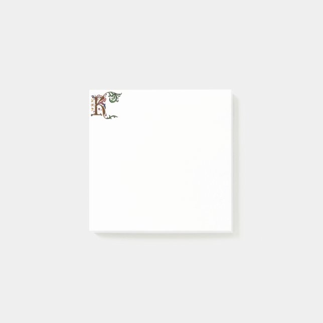 Illuminated Initial K PostIt Post-it Notes (Front)