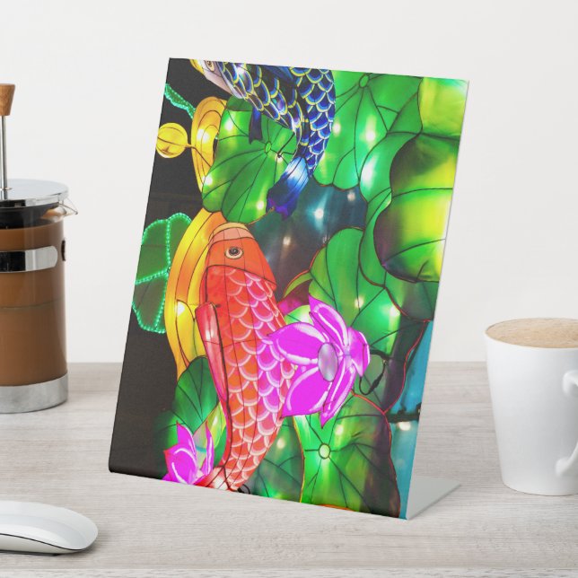 Illuminated Koi Pedestal Sign (In SItu)