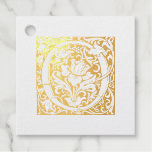 Illuminated Letter O Monogram Golden Anniversary Favour Tags
