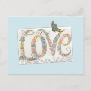 Illuminated LOVE, Botanical Custom Greeting Postcard