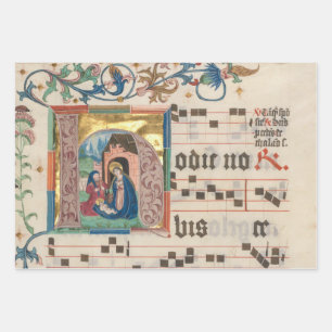 Illuminated Manuscript  Wrapping Paper Sheet