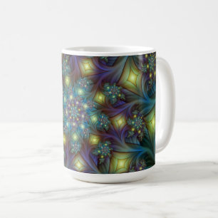 Illuminated modern blue purple Fractal Pattern Coffee Mug