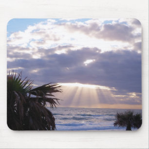 Illuminated morning clouds mouse mat