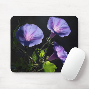Illuminated Morning Glory Flowers Mouse Mat