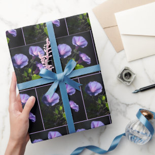 Illuminated Morning Glory Flowers Wrapping Paper