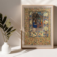 Illuminated Nativity Scene Mediaeval Bible Poster