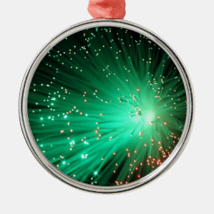 Illuminated Optical Fibres Metal Tree Decoration