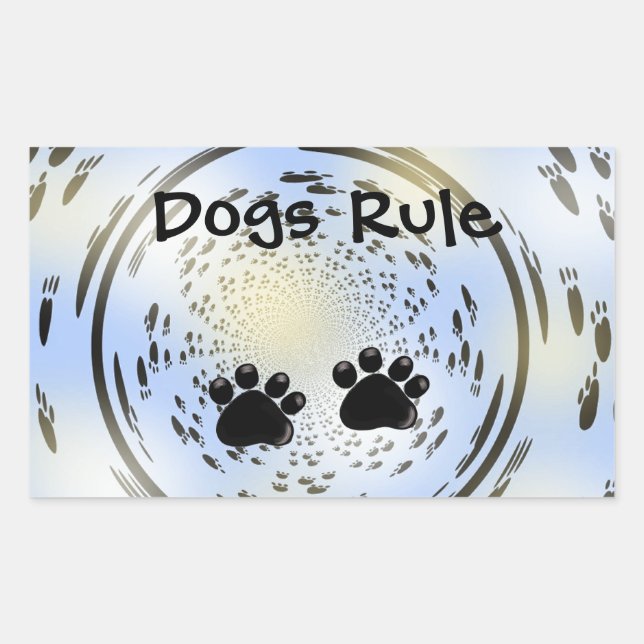 Illuminated Paw Prints Dogs Rule Rectangular Sticker (Front)