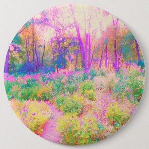 Illuminated Pink and Coral Garden Landscape 6 Cm Round Badge