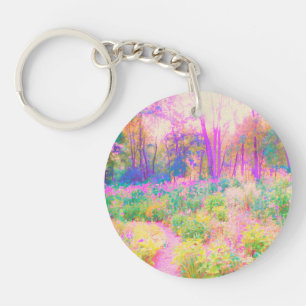 Illuminated Pink and Coral Garden Landscape Key Ring