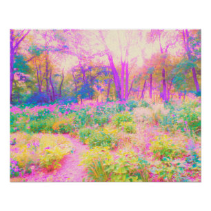 Illuminated Pink and Coral Garden Landscape Poster