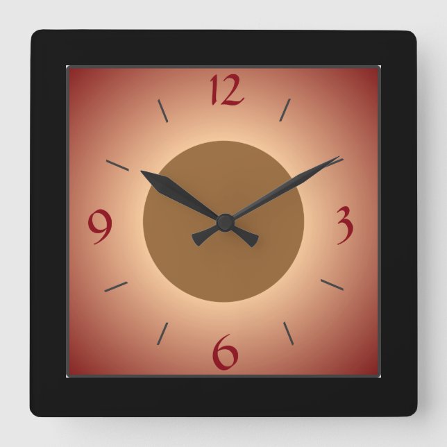 Illuminated Red/Tan/yellow  Wall Clock (Front)