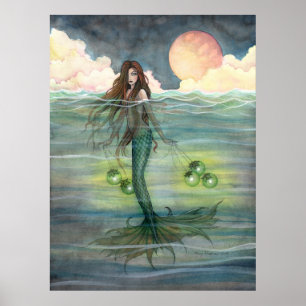 "Illuminated Sea" Mermaid Poster by Molly Harrison