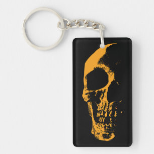 Illuminated Skull Orange Paint Creation Key Ring