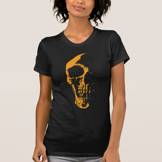 Illuminated Skull Orange Paint Creation T-Shirt (Front)