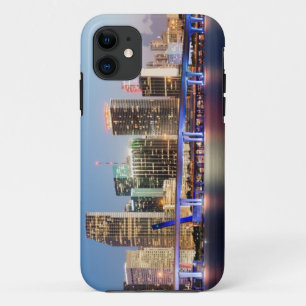 Illuminated skyline of downtown Miami at dusk iPhone 11 Case