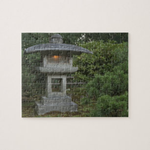 Illuminated stone lantern in Japanese Garden Jigsaw Puzzle