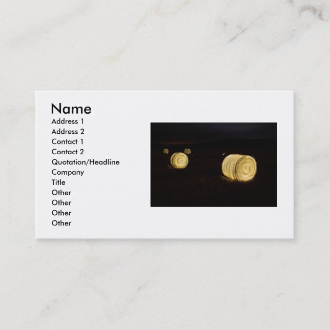 Illuminated Straw Bales Business Card (Front)