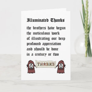Illuminated Thanks, a funny thank you poem Card