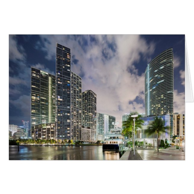 Illuminated towers at the Miami River waterfront (Front Horizontal)