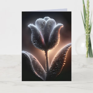 Illuminated Tulip With Raindrops for Birthday Card